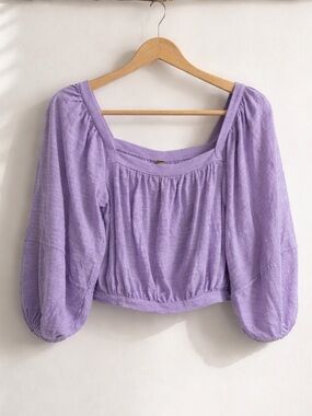 Free People Lavender Square-Neck Peasant Top